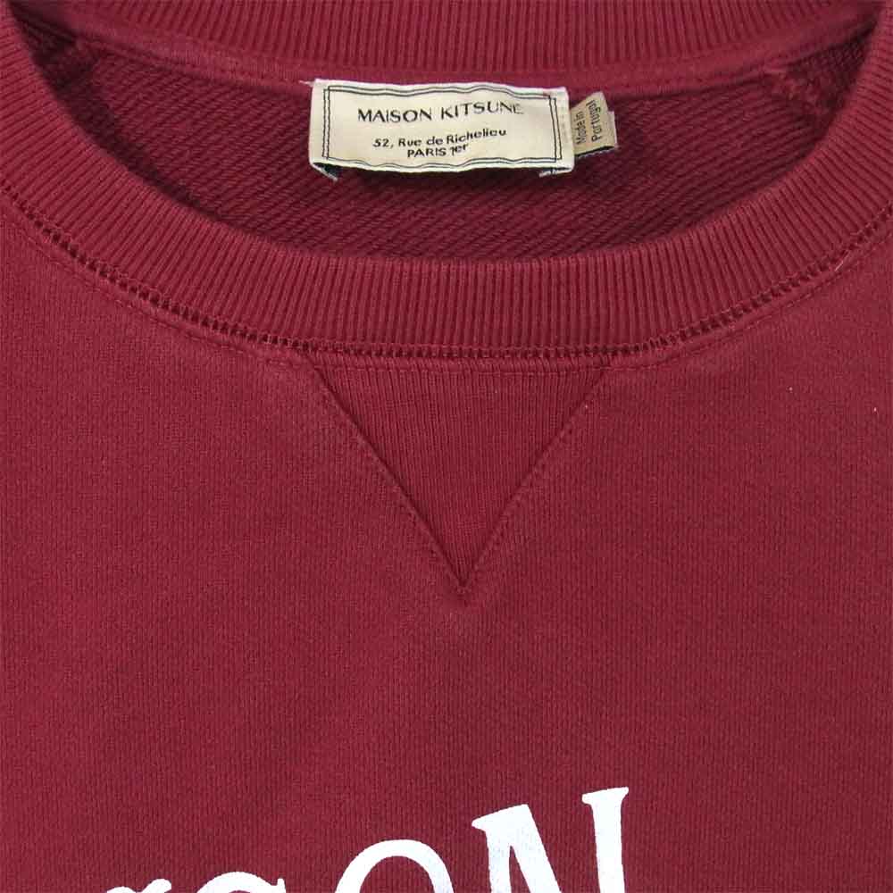MAISON KITSUNE メゾンキツネ 前V ロゴ スウェット エンジ系 S【中古】