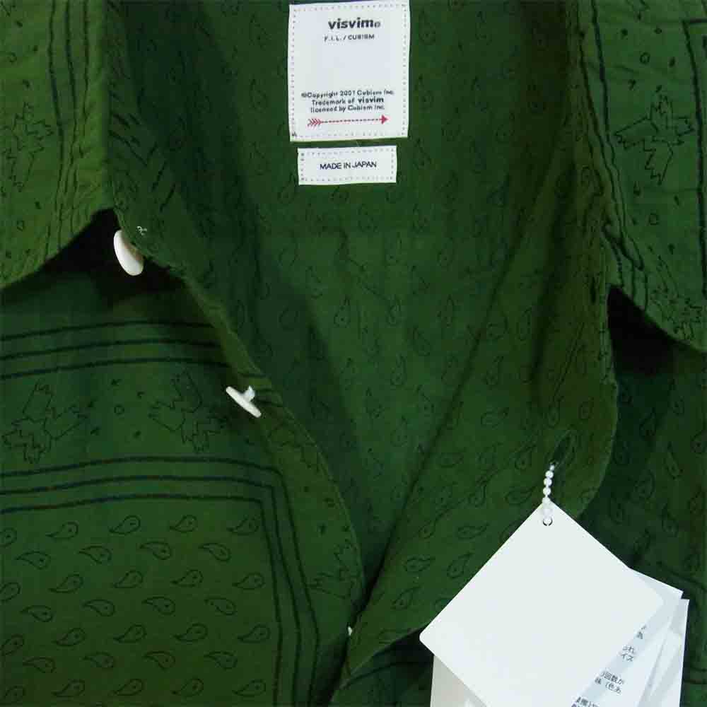 VISVIM ビズビム 0120205011013 lumber l/s bandana pw ランバー バンダナ シャツ グリーン系 3【新古品】【未使用】【中古】