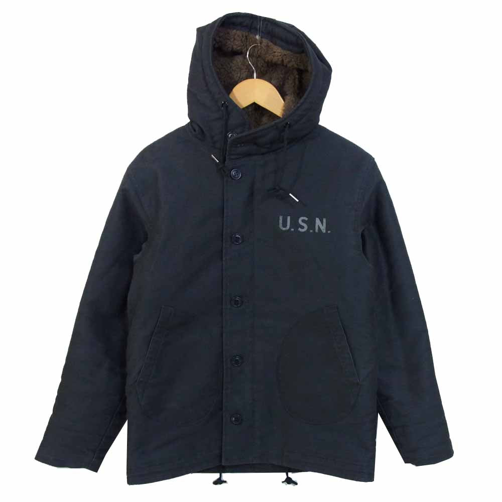 TOY'S McCOY トイズマッコイ 10162688 N-1 hood 裏地 アルパカ ボア フード デッキ ジャケット コート ダークネイビー系 36【美品】【中古】