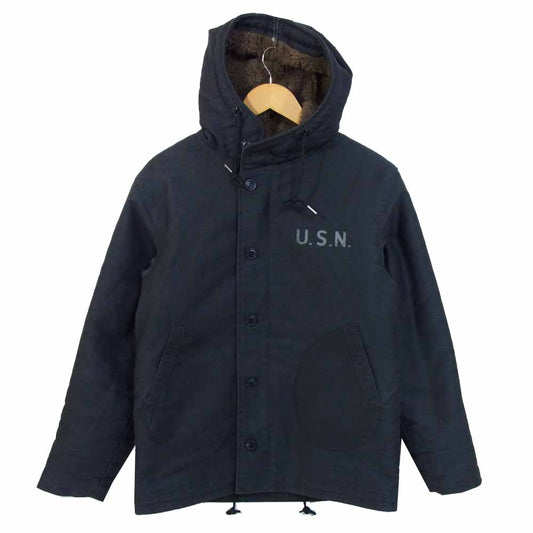 TOY'S McCOY トイズマッコイ 10162688 N-1 hood 裏地 アルパカ ボア フード デッキ ジャケット コート ダークネイビー系 36【美品】【中古】