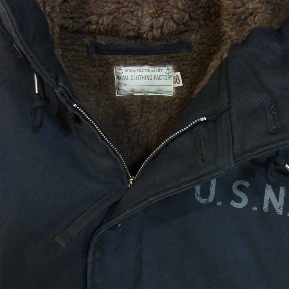 TOY'S McCOY トイズマッコイ 10162688 N-1 hood 裏地 アルパカ ボア フード デッキ ジャケット コート ダークネイビー系 36【美品】【中古】