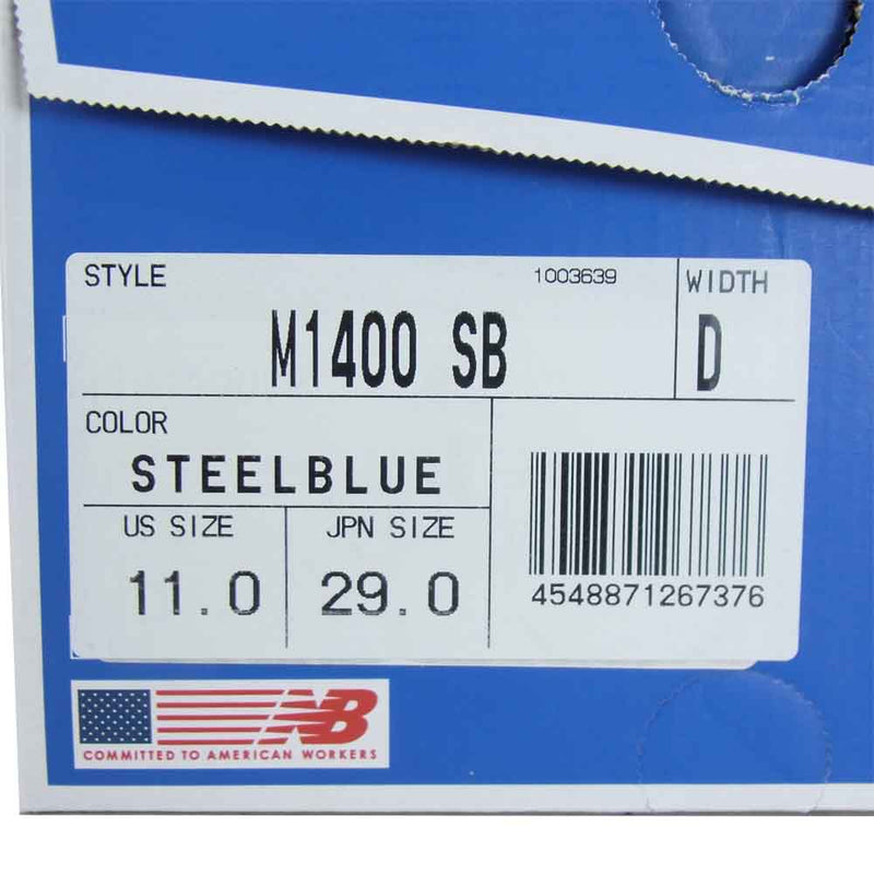 NEW BALANCE ニューバランス M1400SB USA製 スエード スニーカー STEEL BLUE グレー系 29cm【新古品】【未使用】【中古】