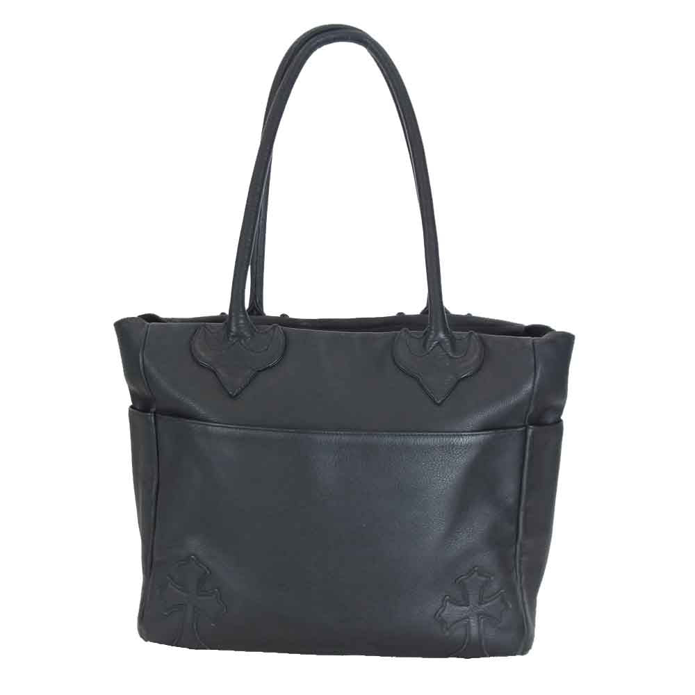 CHROME HEARTS クロムハーツ（原本無） TOTE 4POCKET クロスパッチ レザー トートバッグ ブラック系【中古】