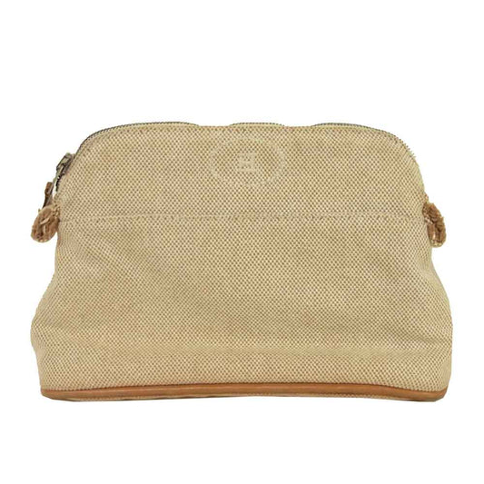 HERMES エルメス ボリード ポーチ コットン フランス製 ベージュ系【中古】