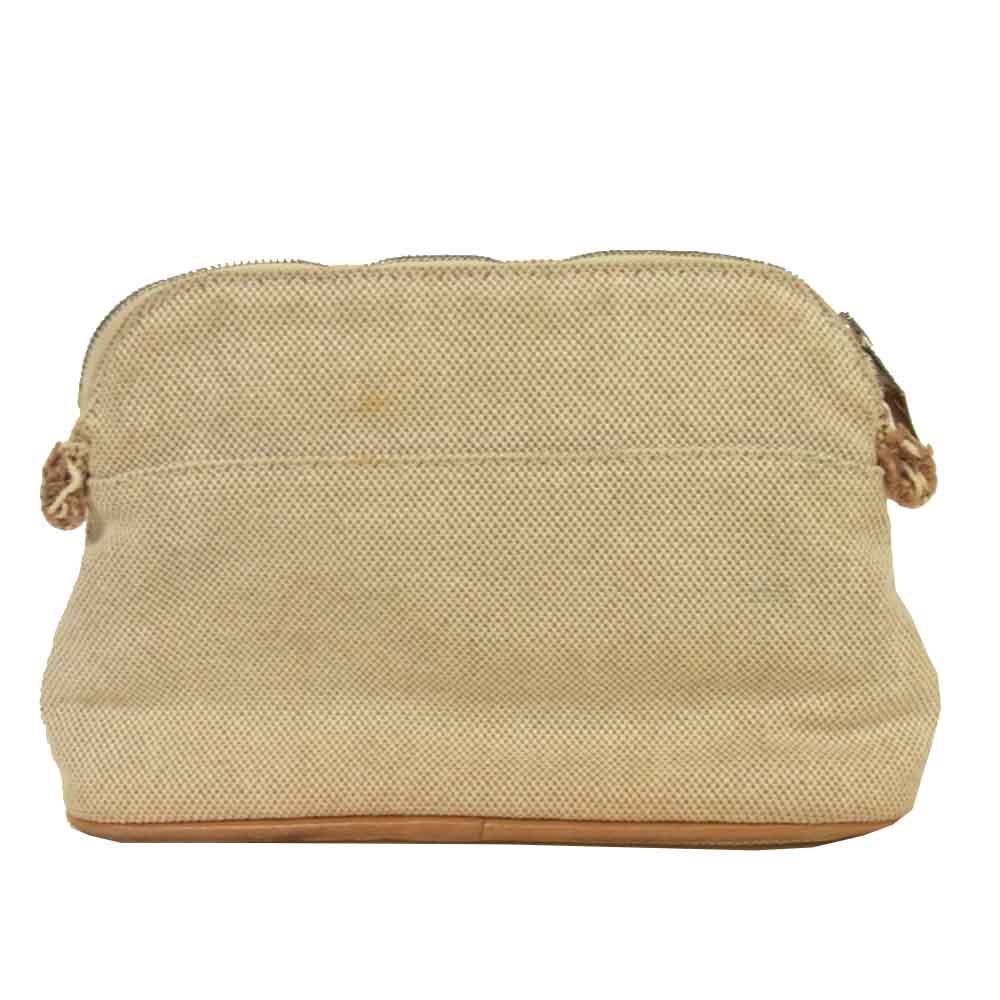 HERMES エルメス ボリード ポーチ コットン フランス製 ベージュ系【中古】