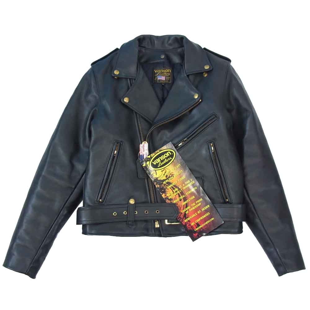 VANSON バンソン 80750B 極美品 C2 レザー ダブルライダース ジャケット ブラック系 38【美品】【中古】