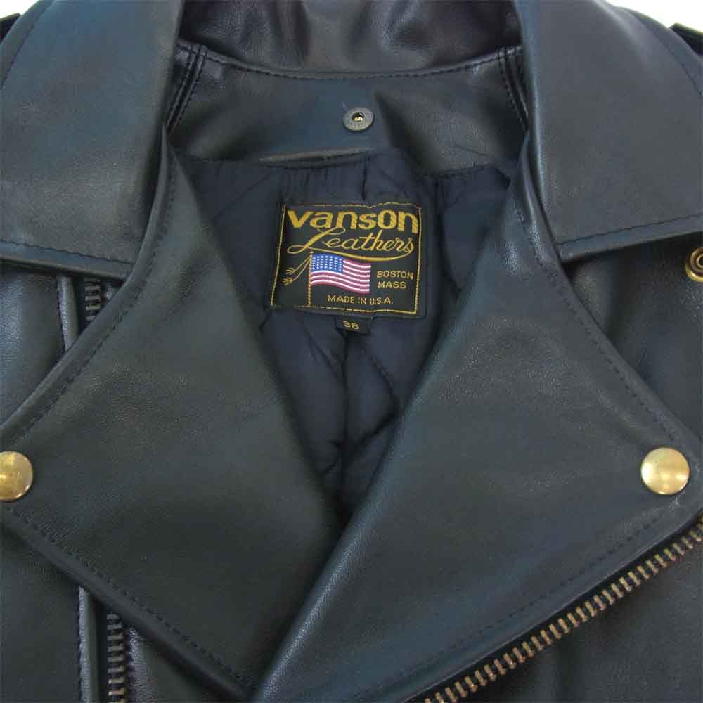 VANSON バンソン 80750B 極美品 C2 レザー ダブルライダース ジャケット ブラック系 38【美品】【中古】