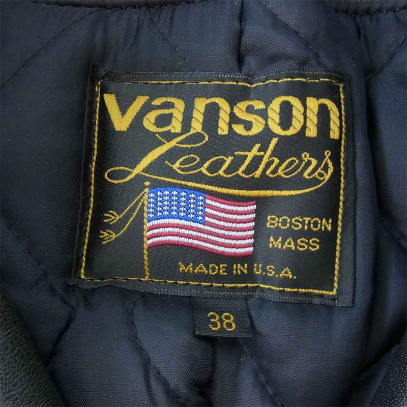VANSON バンソン 80750B 極美品 C2 レザー ダブルライダース ジャケット ブラック系 38【美品】【中古】