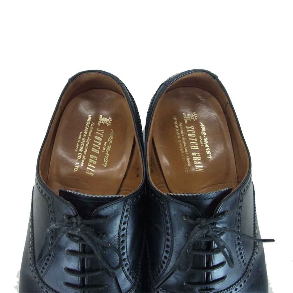 SCOTCH GRAIN スコッチグレイン 920 オデッサⅡ 内羽根 レザー セミブローグ ビジネス シューズ ブラック ブラック系【中古】