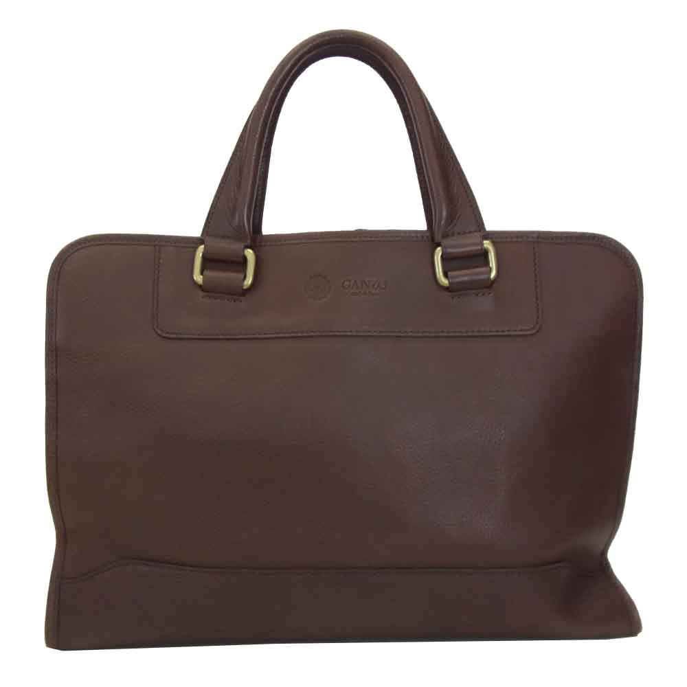 GANZO ガンゾ 57551 7QS-H レザー ブリーフケース バッグ チョコ ブラウン系 H30×W42cm×D10cm 持ち手(高さ)：14cm【中古】