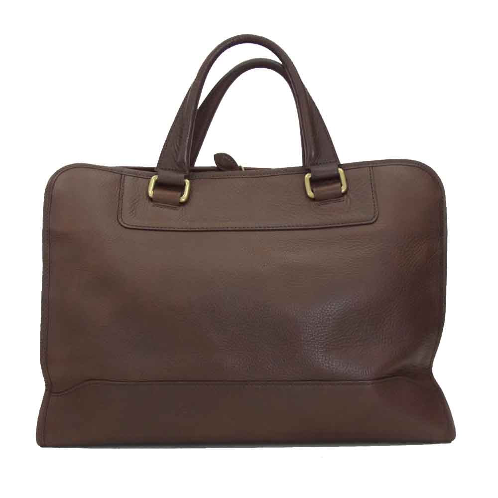 GANZO ガンゾ 57551 7QS-H レザー ブリーフケース バッグ チョコ ブラウン系 H30×W42cm×D10cm 持ち手(高さ)：14cm【中古】