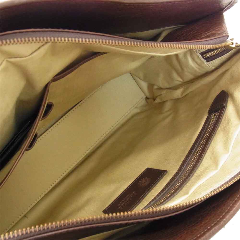 GANZO ガンゾ 57551 7QS-H レザー ブリーフケース バッグ チョコ ブラウン系 H30×W42cm×D10cm 持ち手(高さ)：14cm【中古】