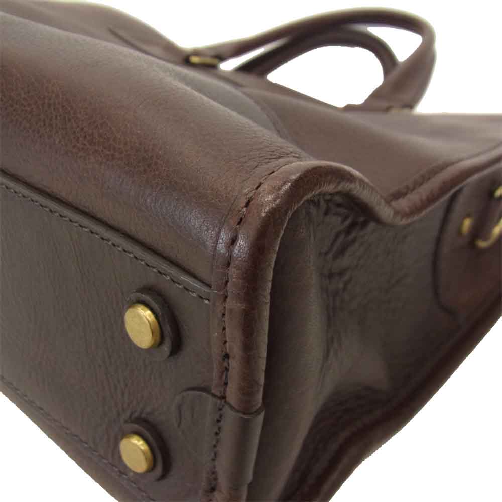 GANZO ガンゾ 57551 7QS-H レザー ブリーフケース バッグ チョコ ブラウン系 H30×W42cm×D10cm 持ち手(高さ)：14cm【中古】