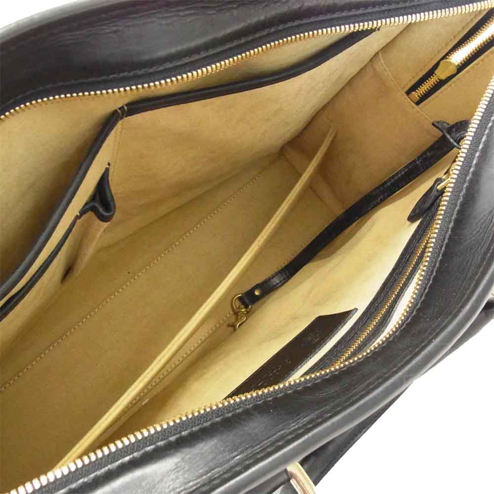 GANZO ガンゾ 57435? GUD レザー ブリーフケース バッグ ブラック系 H31×W39.5×D9.5cm 持ち手(高さ)：15.5cm【中古】