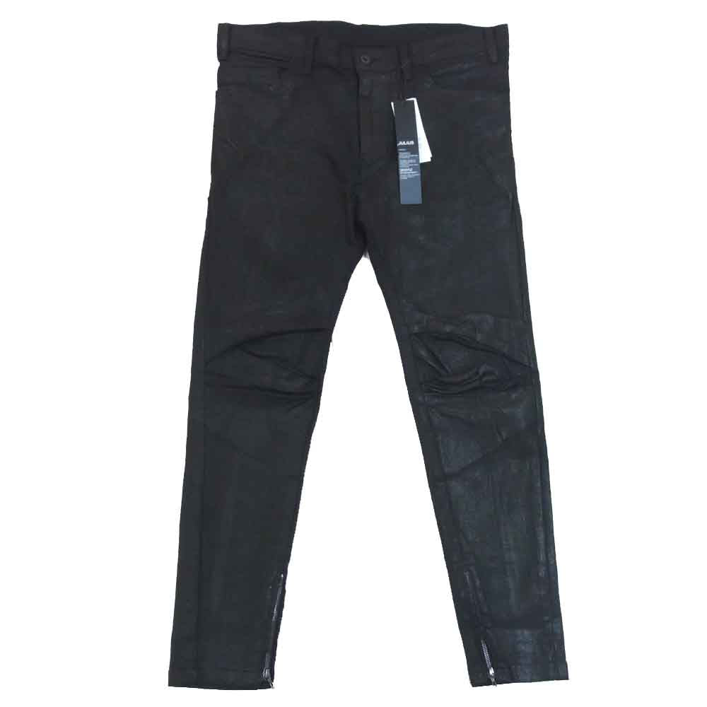 JULIUS ユリウス 717PAM14-C Tucked Knee Skinny Denim コーティング スキニー デニム パンツ ブラック系 3【新古品】【未使用】【中古】