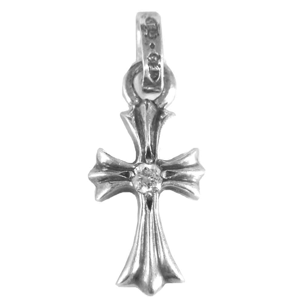 CHROME HEARTS クロムハーツ（原本無） ベイビー ファット チャーム 両面 1Ｐ ダイヤ ペンダントトップ シルバー系【中古】