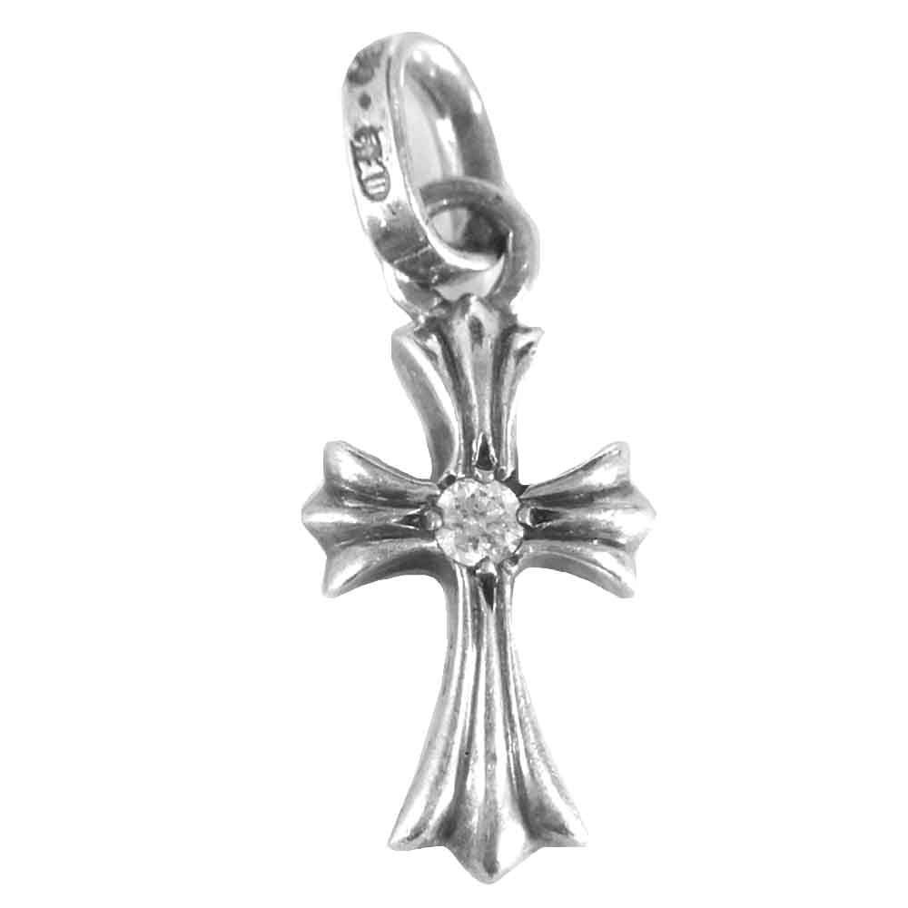 CHROME HEARTS クロムハーツ（原本無） ベイビー ファット チャーム 両面 1Ｐ ダイヤ ペンダントトップ シルバー系【中古】