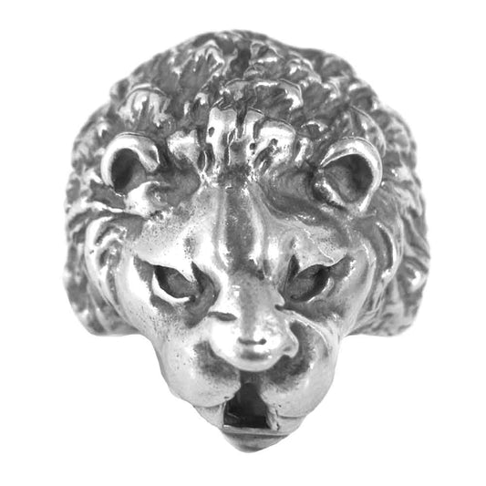 GABOR ガボール 国内正規店 ギャランティカード 付属 Legendary Lion Ring ライオン ヘッド リング シルバー系 20号程度【美品】【中古】