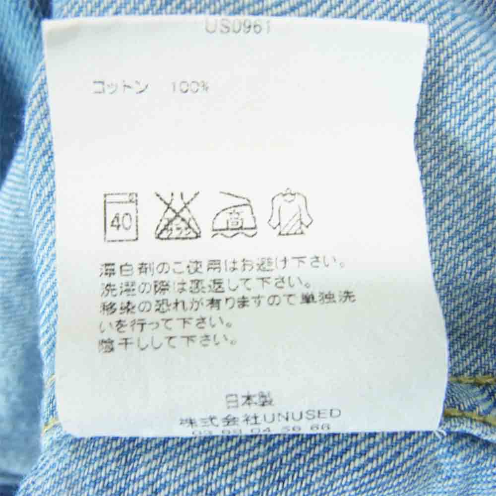 UNUSED アンユーズド ノーカラー デニム シャツ インディゴブルー系【中古】