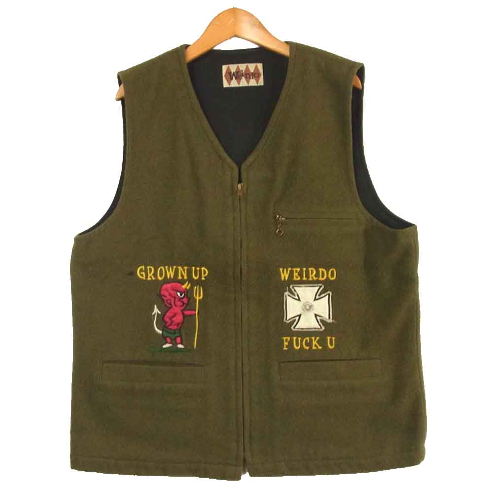 WEIRDO ウィアード WRD-16-AW-06 FUCK U VEST ファックユー ベスト カーキ系 L【中古】