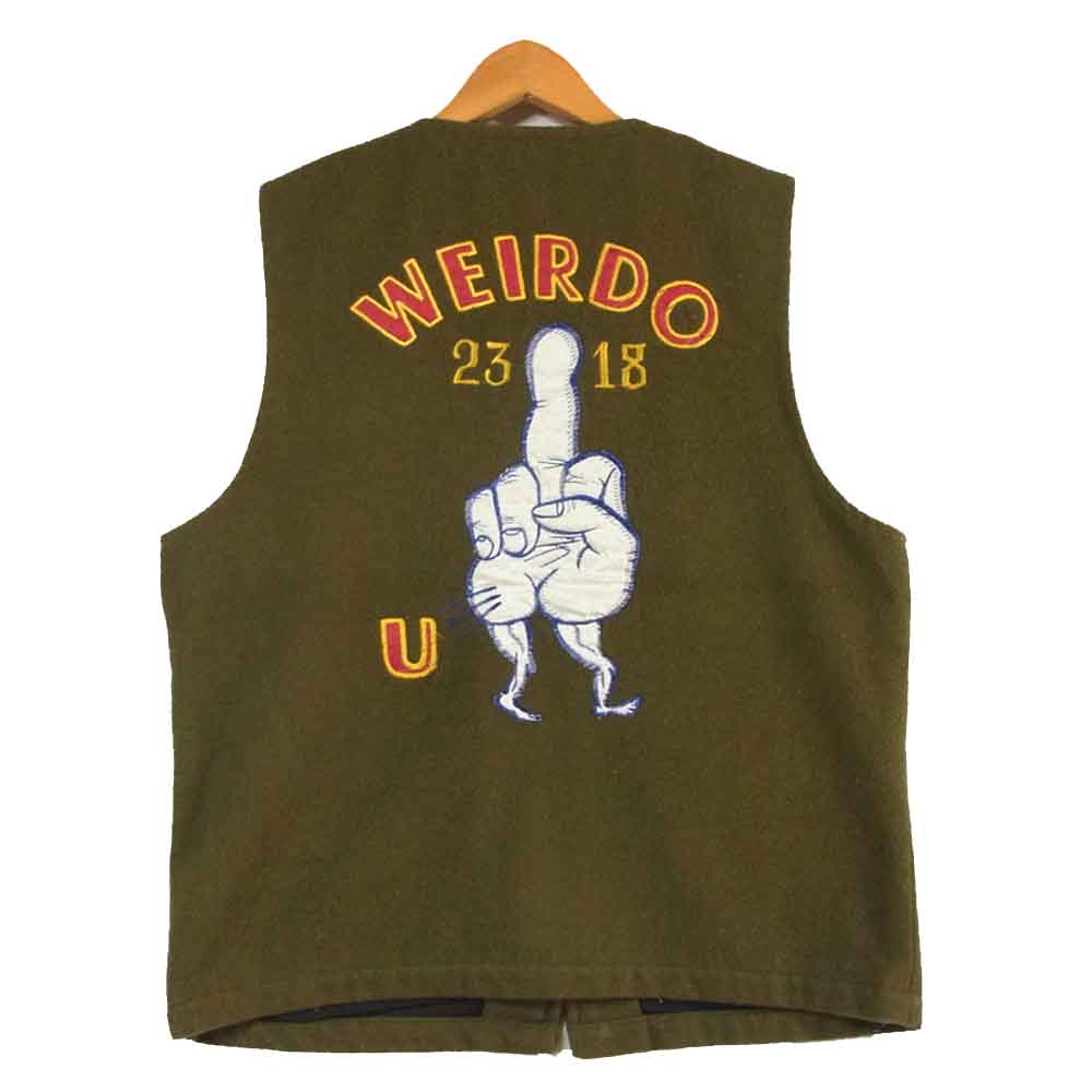 WEIRDO ウィアード WRD-16-AW-06 FUCK U VEST ファックユー ベスト カーキ系 L【中古】
