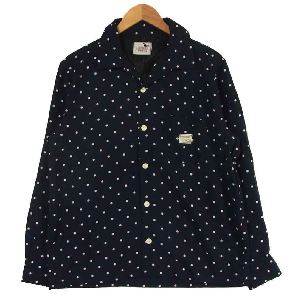 GANGSTERVILLE ギャングスタービル GSV-19-SS-28 DIAMONDS  LS SHIRTS ドット オープンカラー 長袖 シャツ ネイビー系 XL【美品】【中古】