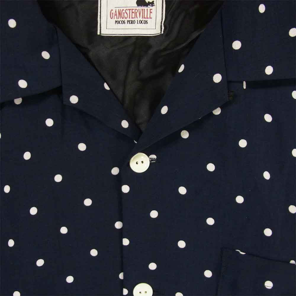 GANGSTERVILLE ギャングスタービル GSV-19-SS-28 DIAMONDS  LS SHIRTS ドット オープンカラー 長袖 シャツ ネイビー系 XL【美品】【中古】