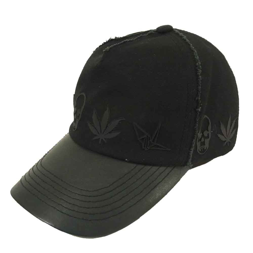 ウノ ピゥ ウノ ウグァーレ トレ lucien pellat-finet ルシアンペラフィネ iconic cap アイコニック レザー鍔 キャップ ブラック系【中古】