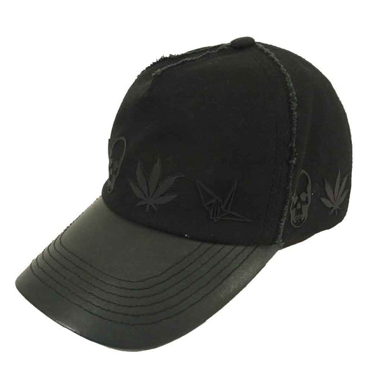ウノ ピゥ ウノ ウグァーレ トレ lucien pellat-finet ルシアンペラフィネ iconic cap アイコニック レザー鍔 キャップ ブラック系【中古】