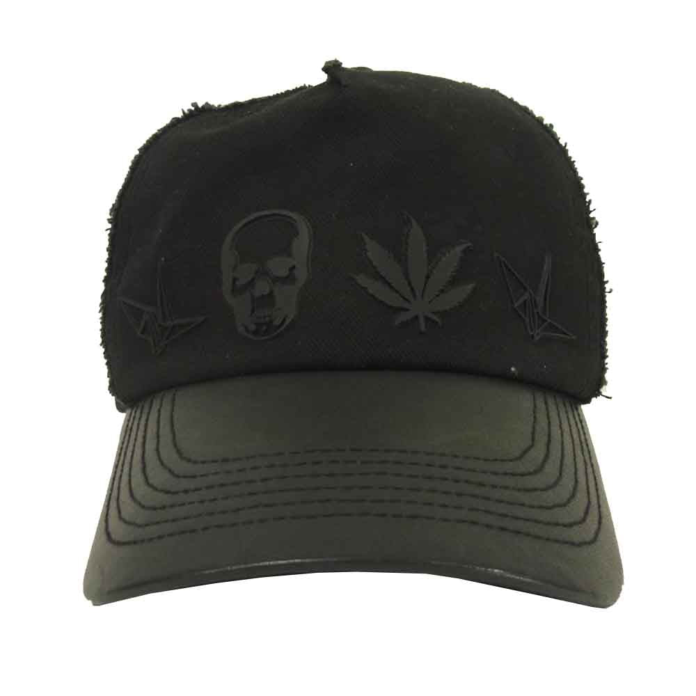 ウノ ピゥ ウノ ウグァーレ トレ lucien pellat-finet ルシアンペラフィネ iconic cap アイコニック レザー鍔 キャップ ブラック系【中古】