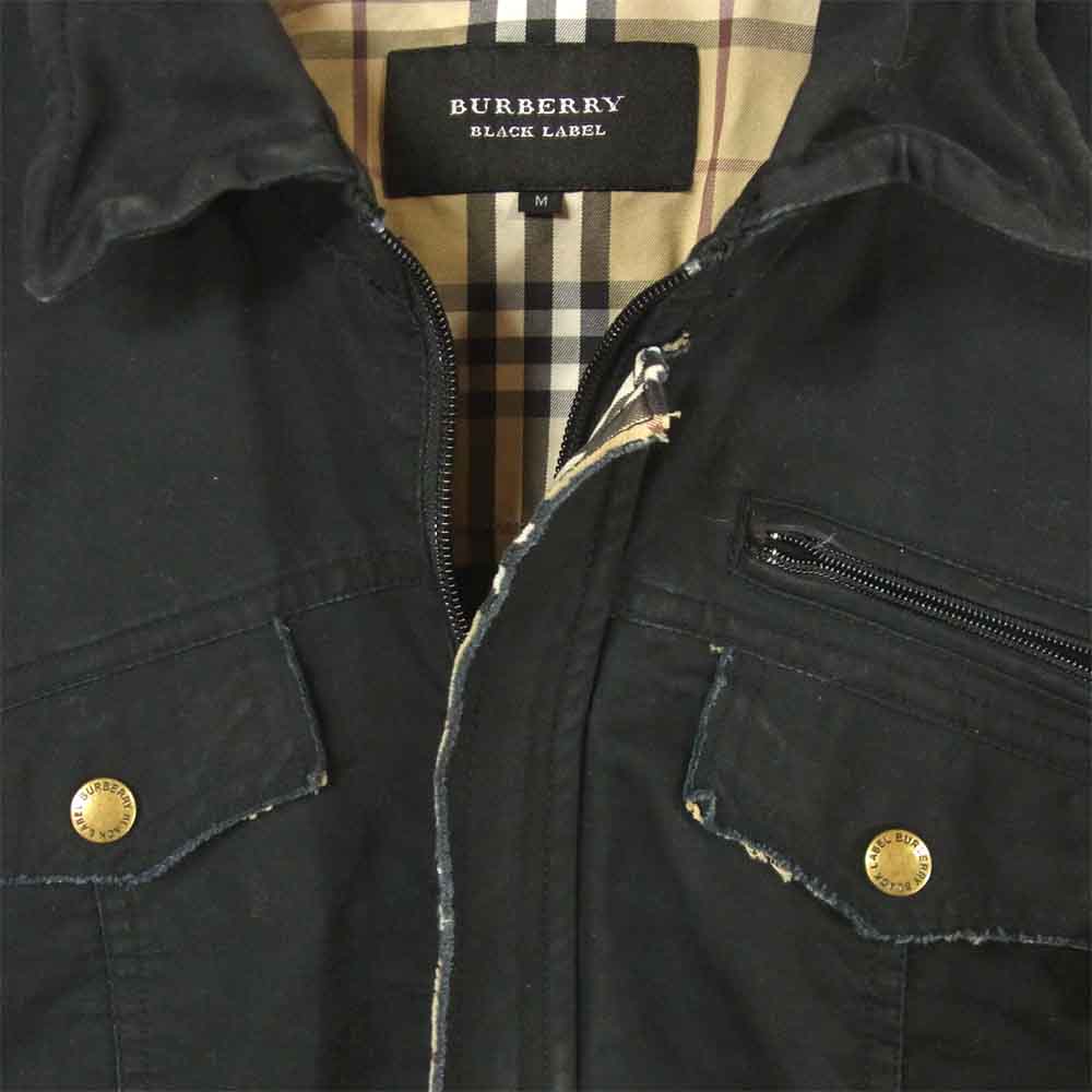 BURBERRY BLACK LABEL バーバリーブラックレーベル BMP63-304-09 ミリタリー シャツ ジャケット 襟ワイヤー ノバチェック ブラック系 M【中古】