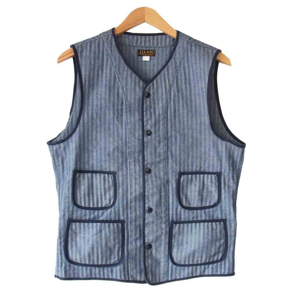 JELADO ジェラード Sqund VEST スクワッド ベスト インディゴ ヘリンボーン インディゴブルー系 40【中古】