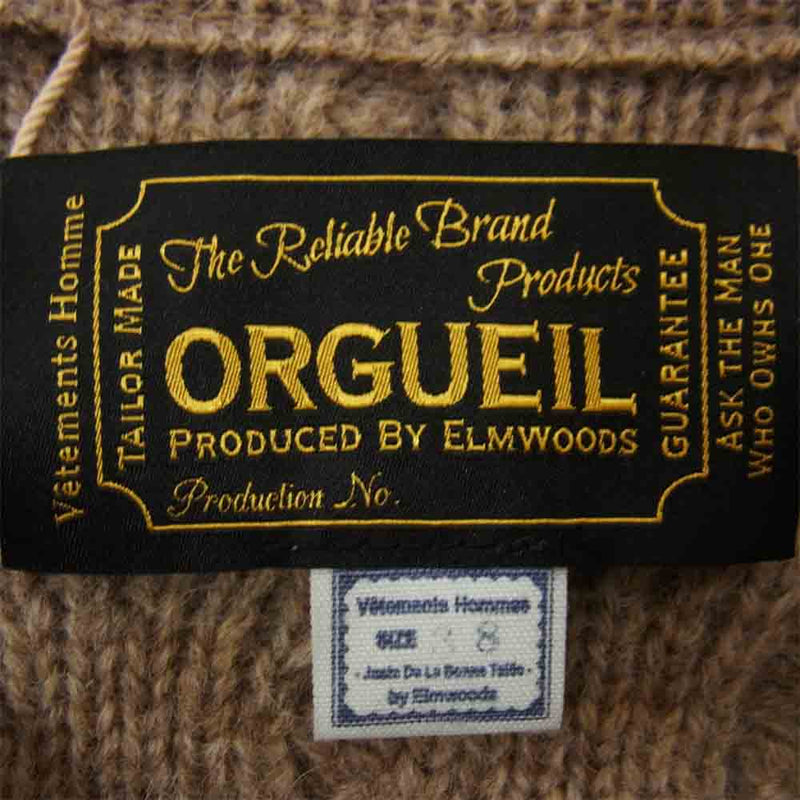 ORGUEIL オルゲイユ OR-4153 Cable Knit Sweater ケーブル セーター ベージュ系 38【美品】【中古】
