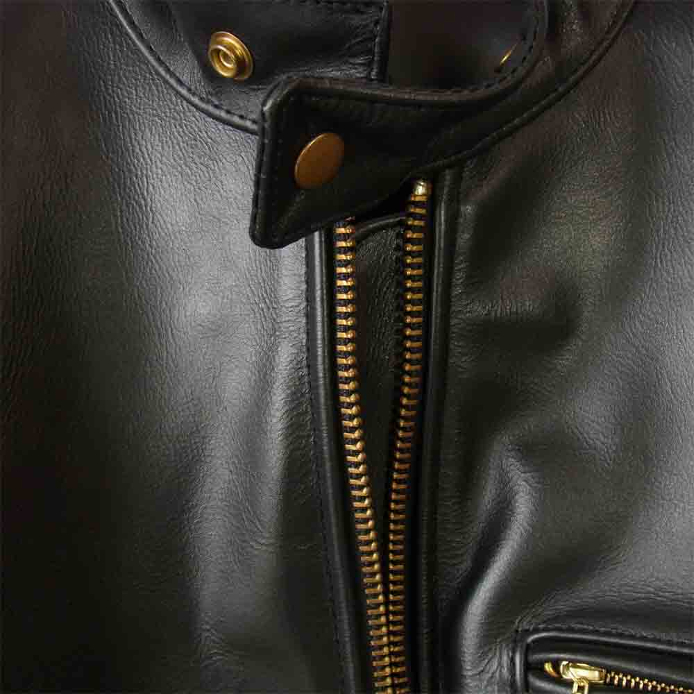 VANSON バンソン Type B フリース ライナー付 シングル ライダース レザー ジャケット ブラック系 38【美品】【中古】