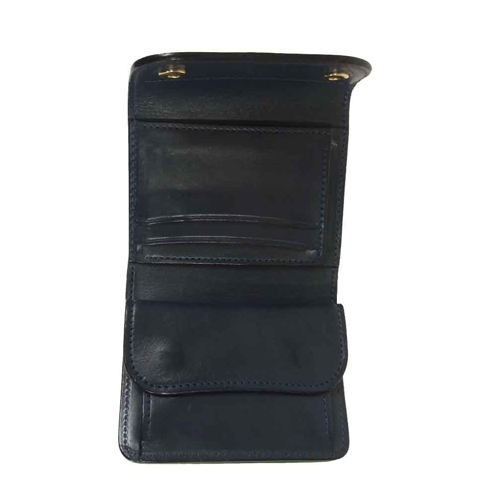 WILDSWANS ワイルドスワンズ ENO イーノ イングリッシュ ブライドル 3つ折り財布 ネイビー系【美品】【中古】