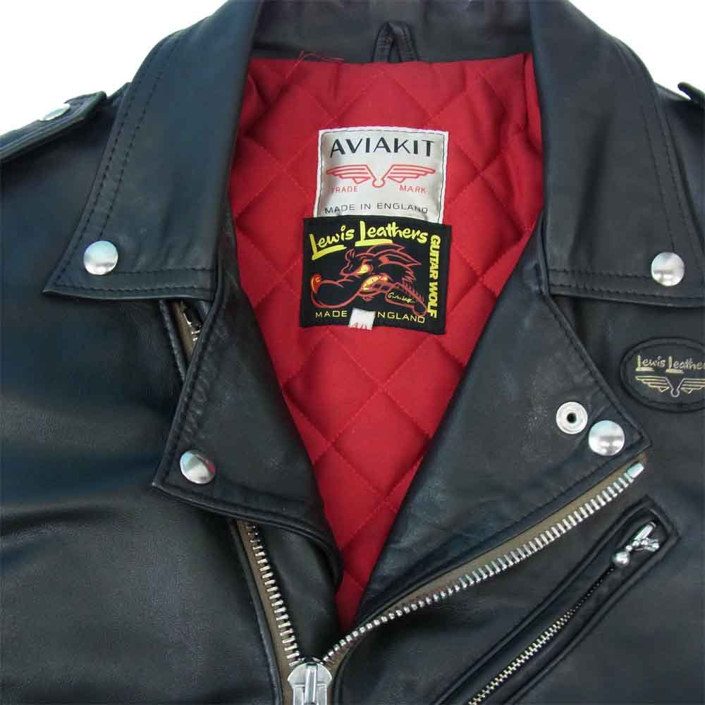 Lewis Leathers ルイスレザー × GUITAR WOLF ギターウルフ 723 MEMPHIS メンフィス ホースレザー ライダース ジャケット ブラック系 40【中古】