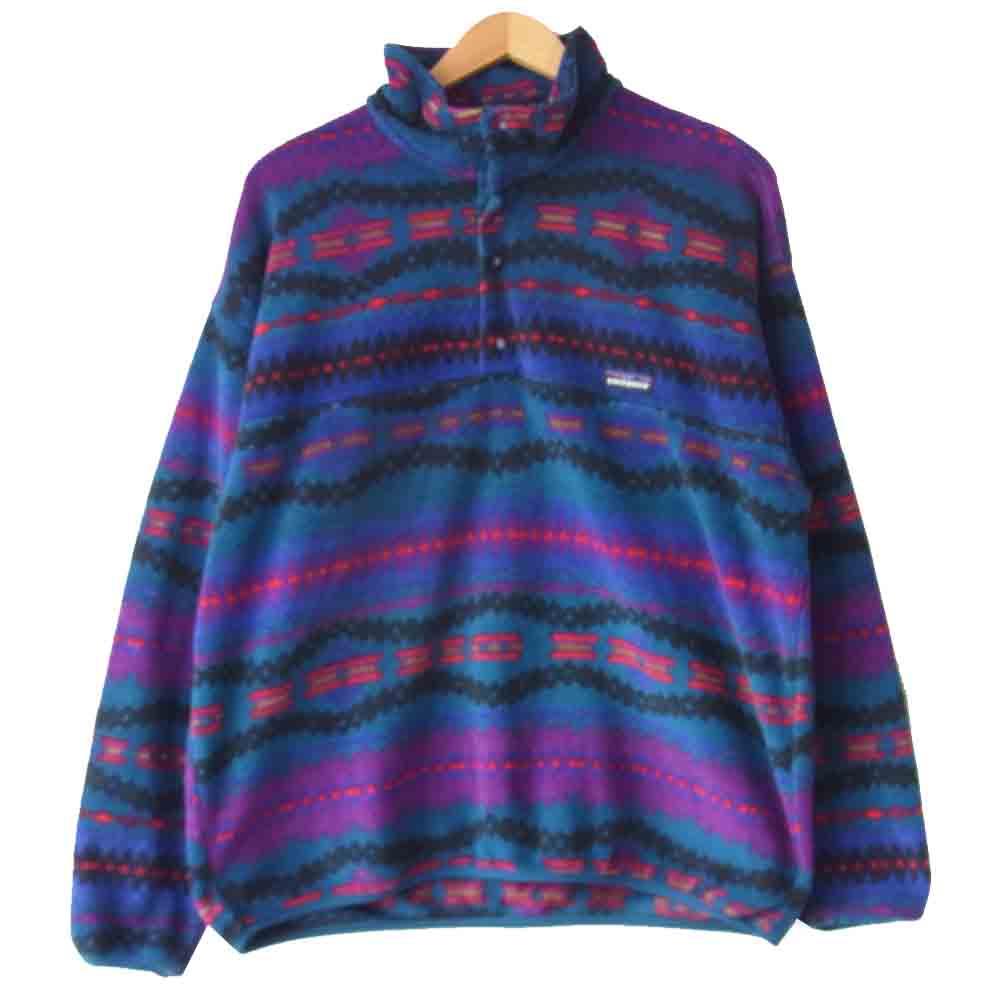 patagonia パタゴニア 25205 90s 雪無しタグ ネイティブ柄 スナップT フリース プルオーバー ジャケット マルチカラー系 L【中古】