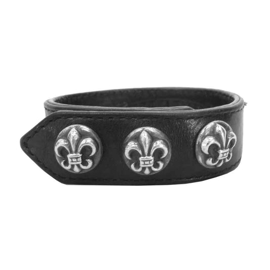 CHROME HEARTS クロムハーツ（原本有） 3B 2SNAP レザー ブレスレット ブラック系【中古】