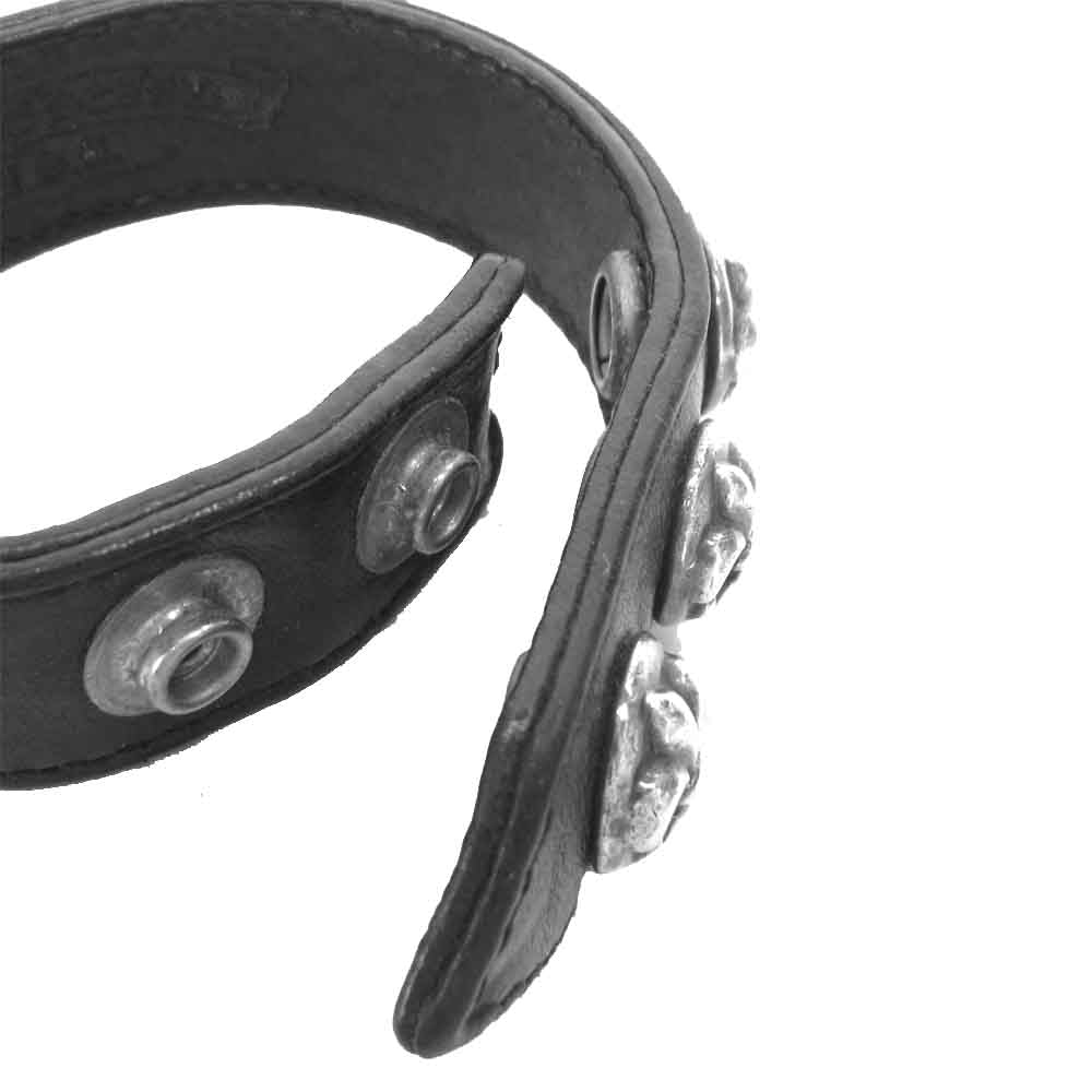 CHROME HEARTS クロムハーツ（原本有） 3B 2SNAP レザー ブレスレット ブラック系【中古】