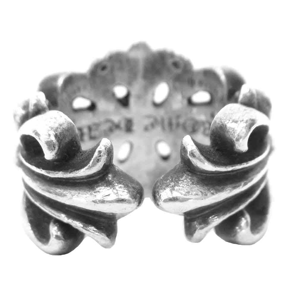 CHROME HEARTS クロムハーツ（原本無） ダブル フローラル クロス リング シルバー系【中古】