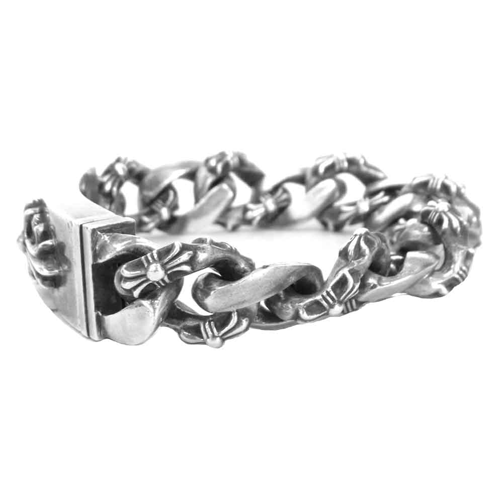 CHROME HEARTS クロムハーツ（原本無） フローラル ID ファンシー リンク ブレスレット シルバー系【中古】