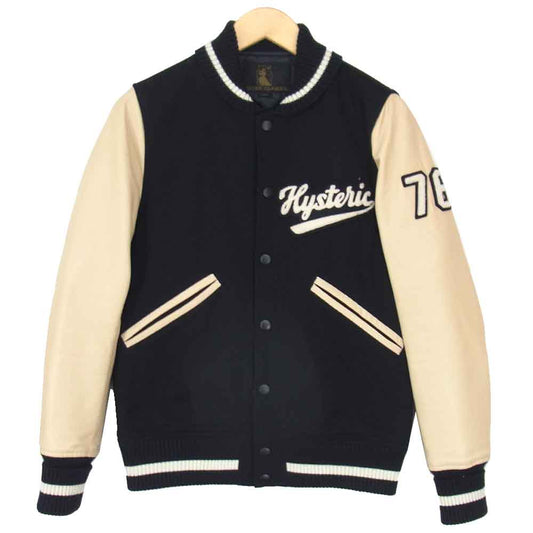 HYSTERIC GLAMOUR ヒステリックグラマー 12AW 0224AB05 袖レザー 中綿入り ワッペン スタジャン ブラック系 S【中古】