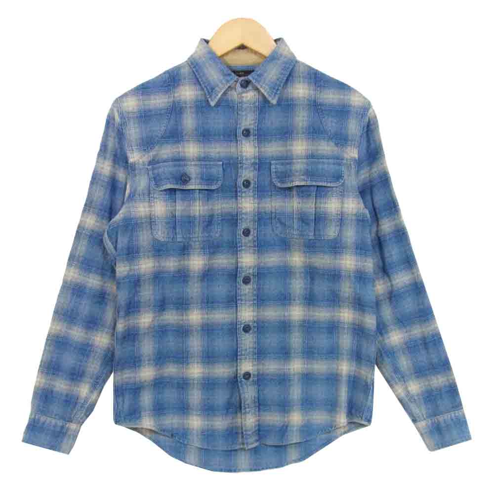 RRL ダブルアールエル 国内正規品 コットンウール オンブレチェック ワークシャツ ブルー系 S【中古】