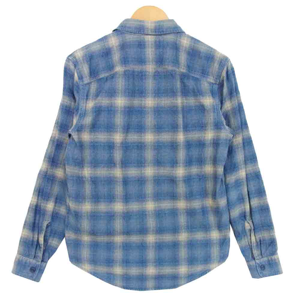 RRL ダブルアールエル 国内正規品 コットンウール オンブレチェック ワークシャツ ブルー系 S【中古】