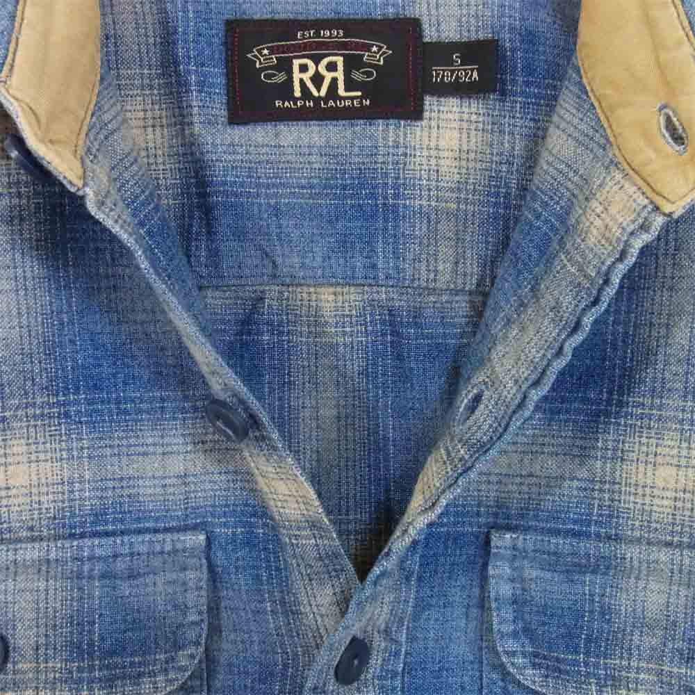 RRL ダブルアールエル 国内正規品 コットンウール オンブレチェック ワークシャツ ブルー系 S【中古】