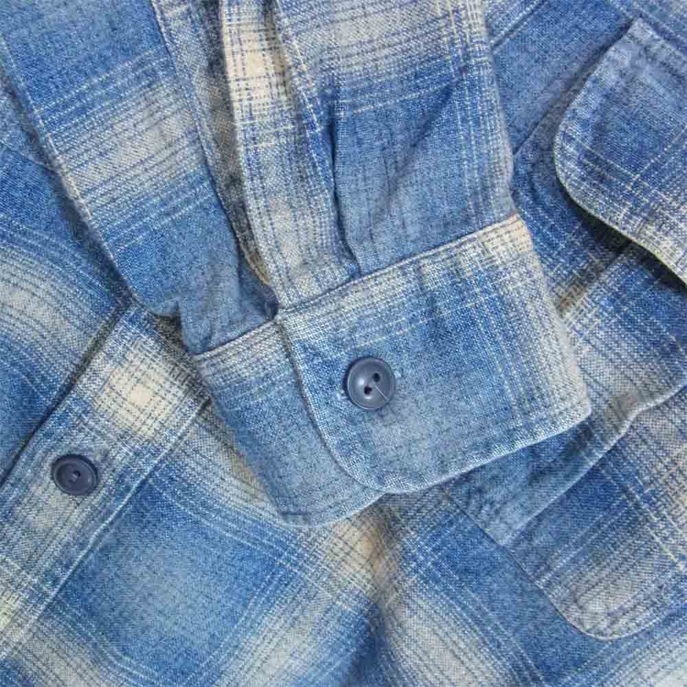 RRL ダブルアールエル 国内正規品 コットンウール オンブレチェック ワークシャツ ブルー系 S【中古】