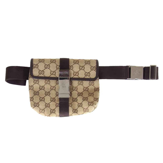 GUCCI グッチ 131236 GG キャンバス ウエストバッグ ボディーバッグ ブラウン系【中古】