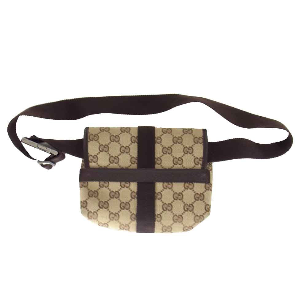 GUCCI グッチ 131236 GG キャンバス ウエストバッグ ボディーバッグ ブラウン系【中古】