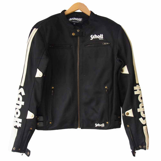 schott ショット パッド入り ナイロン レーシング ジャケット ブラック系 42【中古】