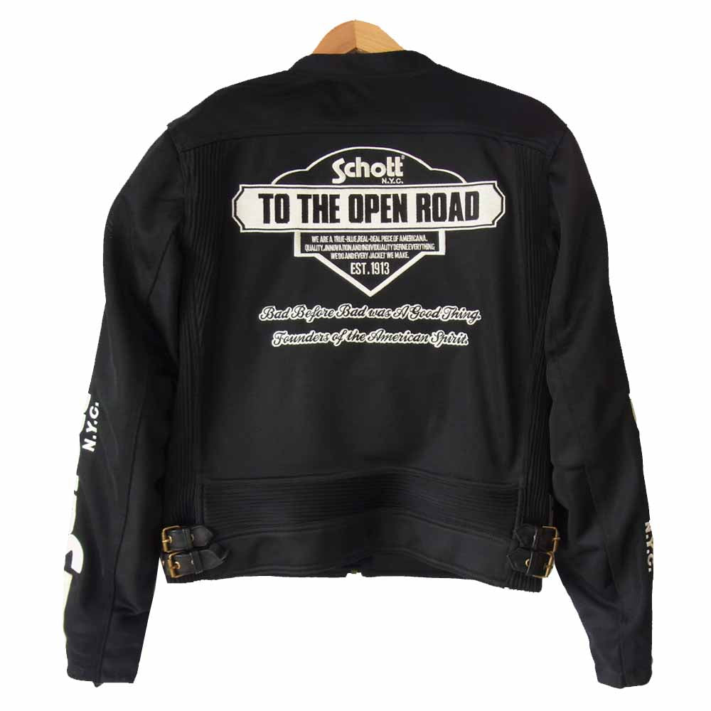 schott ショット パッド入り ナイロン レーシング ジャケット ブラック系 42【中古】